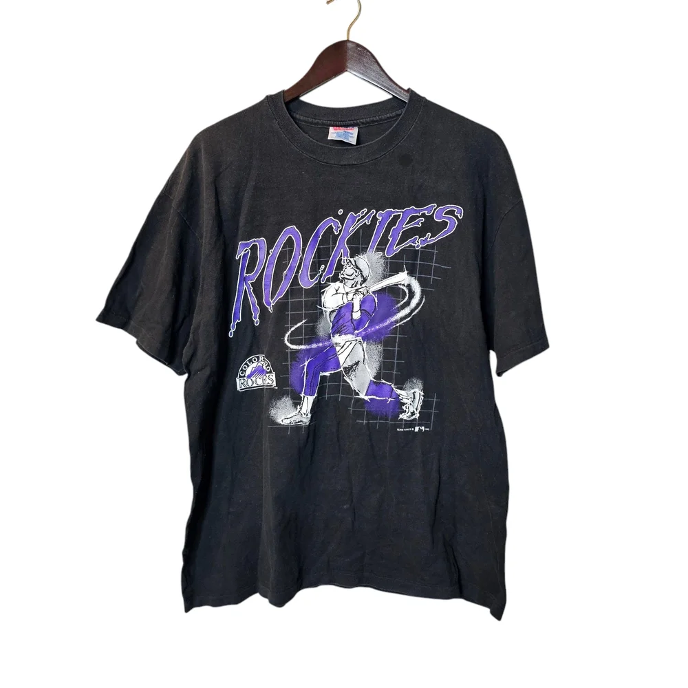 Vintage Colorado Rockies 1993 Hanes Heavyweight Black T-Shirt